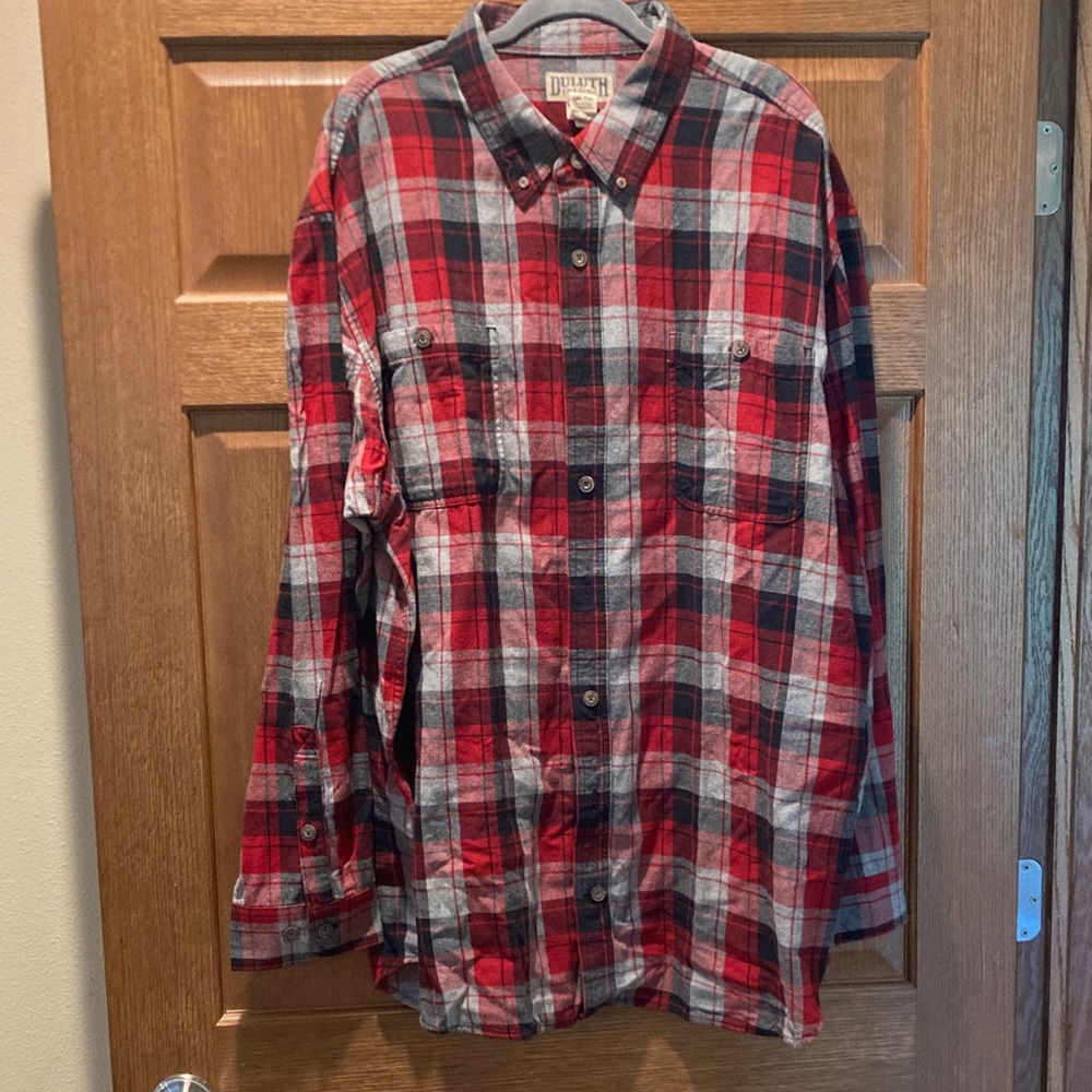 Duluth Trading Co. flannel shirt - red and gray - 3XLT